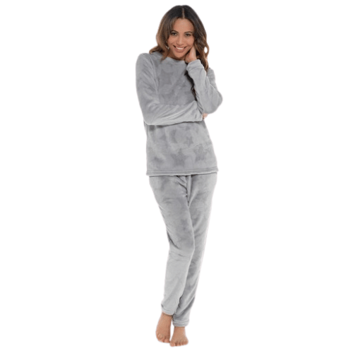 Ladies Star Embossed Fleece Plush Twosie - Grey