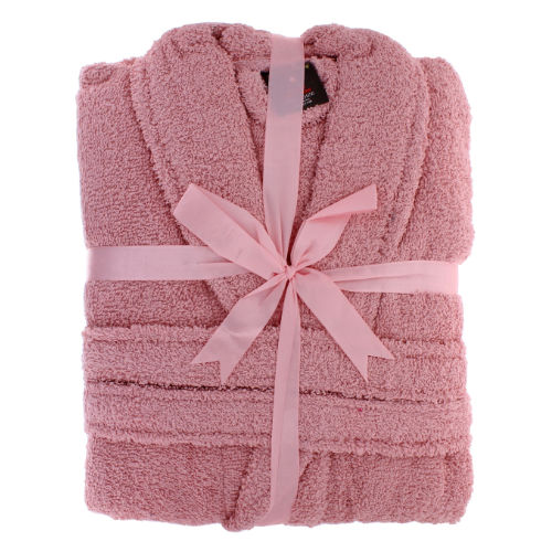 One Size Unisex Terry Towelling Bath Robe Pink