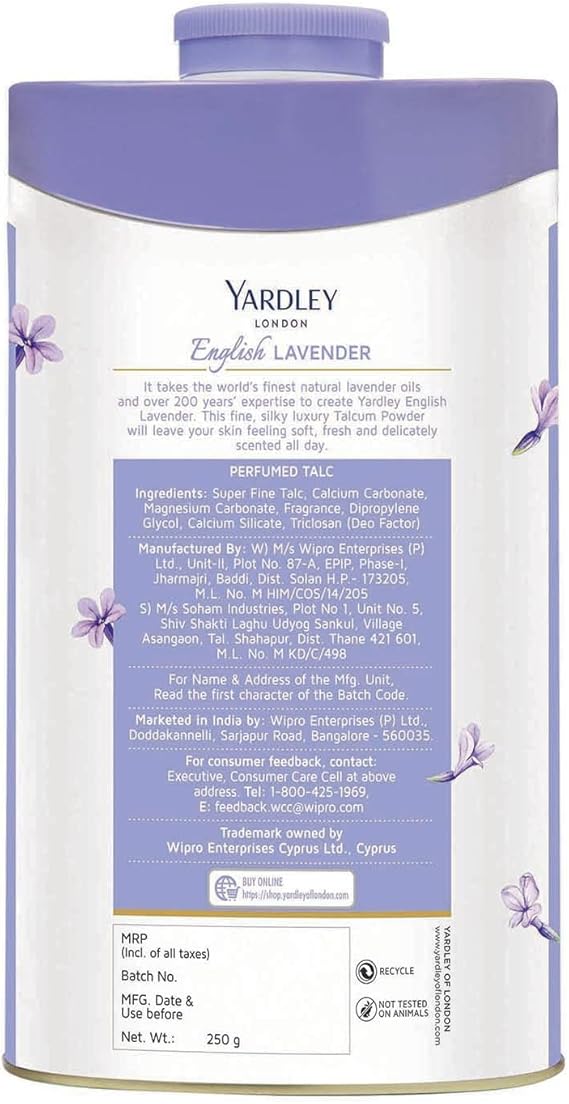 Yardley English Lavender Perfumed Talc, 250Gm