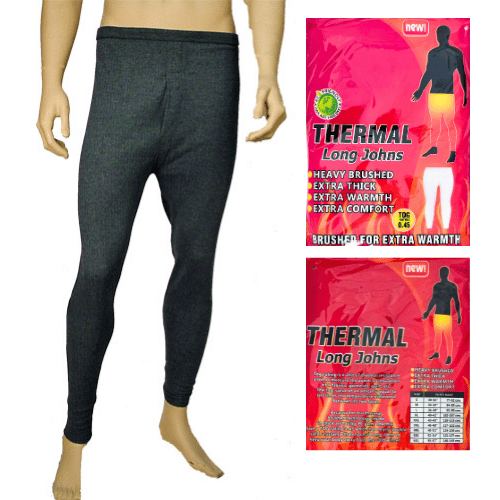 Mens Brushed Thermal Underwear Long Johns Black