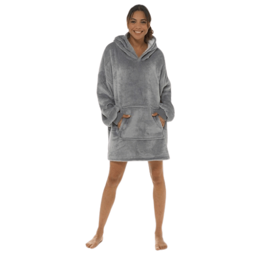 Ladies Sherpa Lined Snuggle Hoodie - Silver