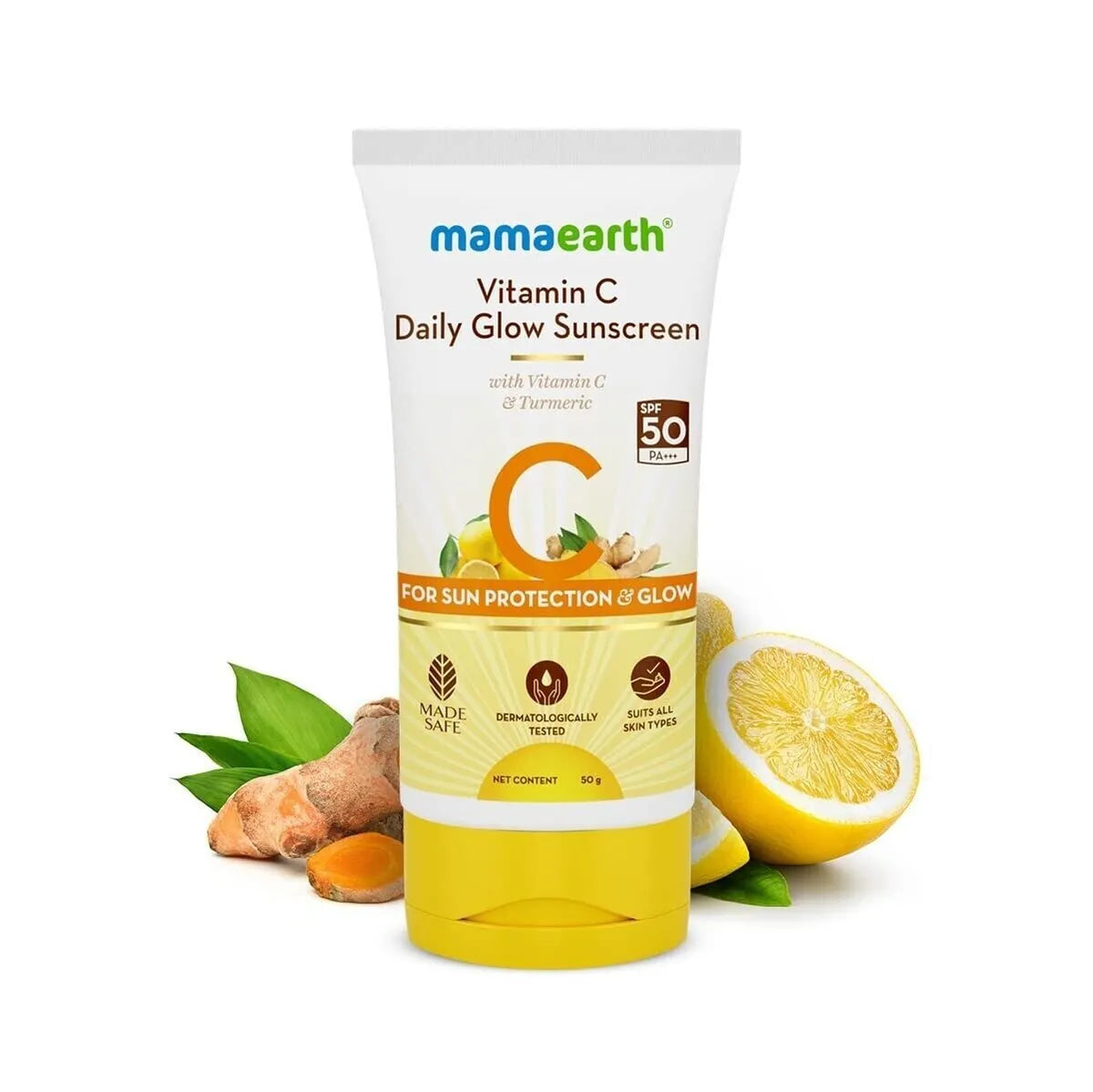 Mamaearth Vitamin C Daily Glow Sunscreen for Skin Protection | SPF 50 | 50 Gram