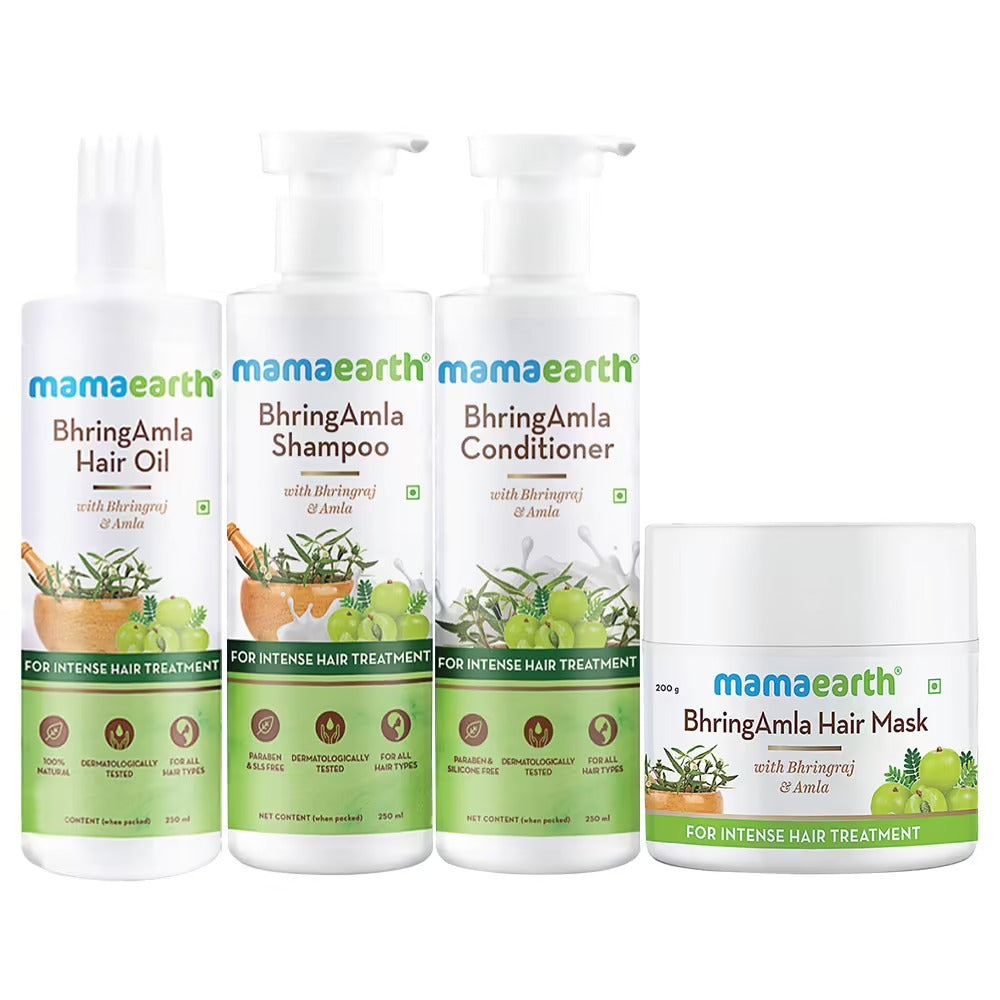 Mamaearth Bhringamla Combo Pack (Hair Oil, Hair Mask, Shampoo & Conditioner)