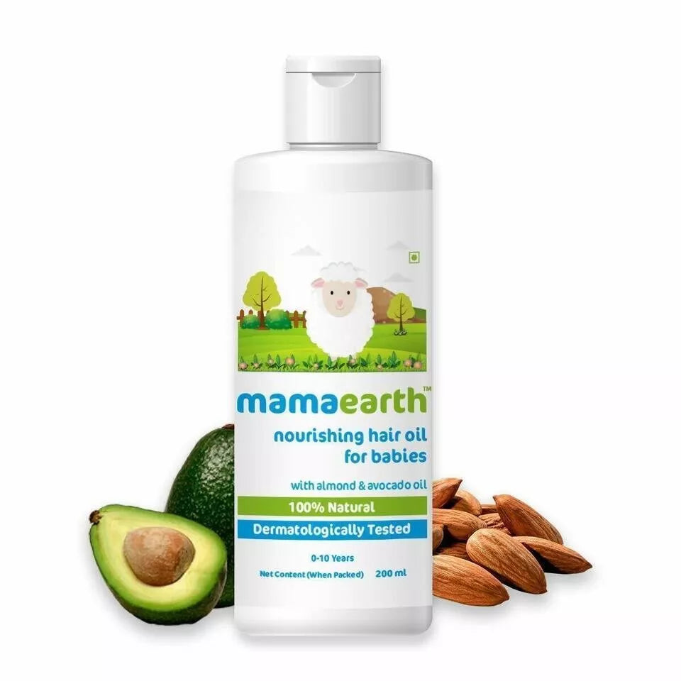 Mamaearth 100% Natural Nourishing Baby Hair Oil With Almond & Avocado Oil 200 ml