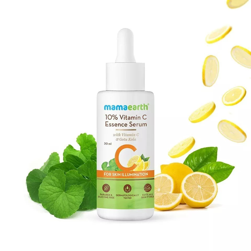 Mamaearth 10% Vitamin C Face Serum, Essence Serum with Vitamin C and Gotu Kola